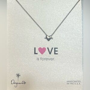Dogeared Dainty Silver Tone Love heart  Pendant Necklace